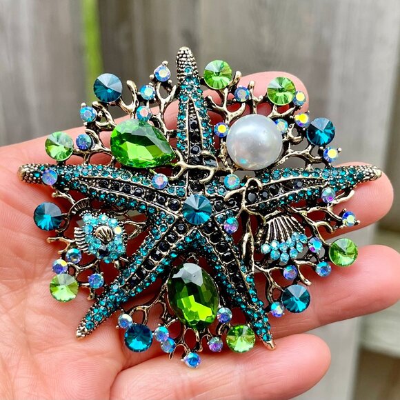 Large Starfish Brooch Starfish Pin Under the Sea Brooch Starfish Pendant - Picture 3 of 5